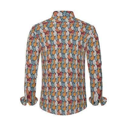 Fall Into Winter Men's Classic Long-Sleeved Button up Polyester Dress Shirt - DeRose Seasonal