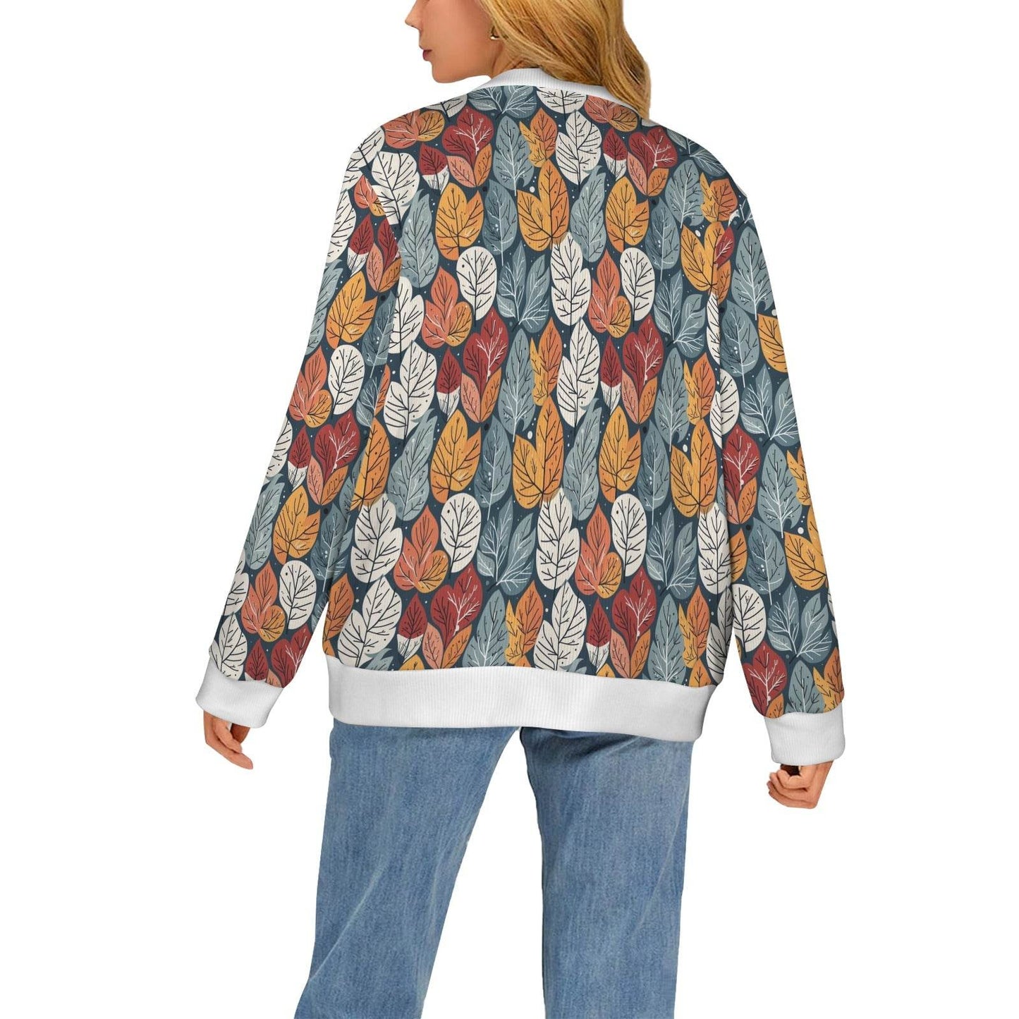 Fall into Winter Women's Cardigan Button Sweater Custom Women's Cardigan (Model H73) - DeRose Seasonal