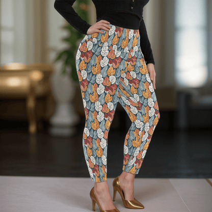 Fall into Winter Women's Plus Size High Waited Leggings Women's High Waist Leggings(Plus Size)(ModelL45) - DeRose Seasonal
