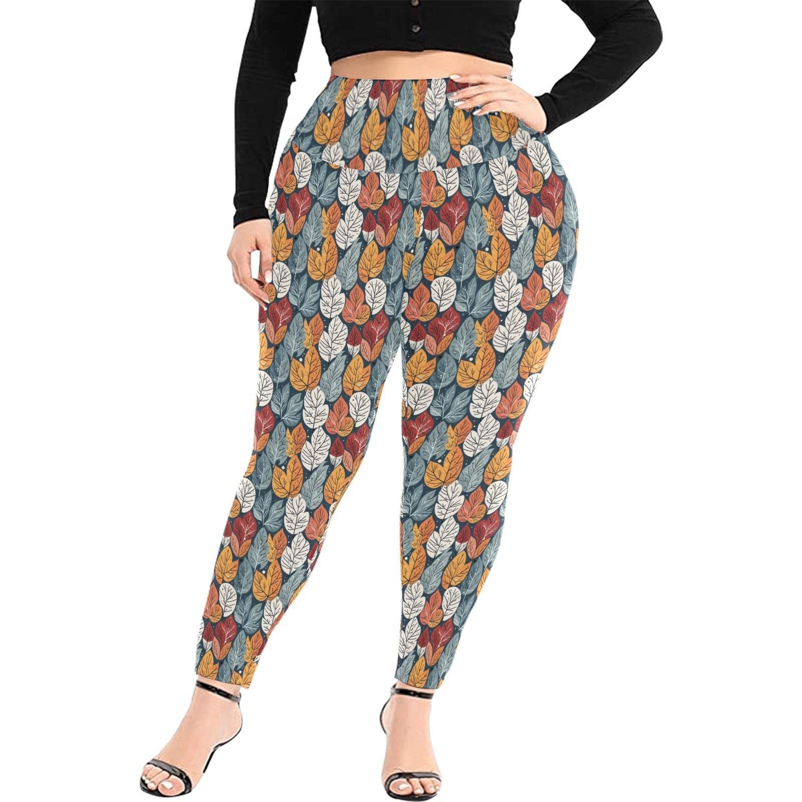 Fall into Winter Women's Plus Size High Waited Leggings Women's High Waist Leggings(Plus Size)(ModelL45) - DeRose Seasonal