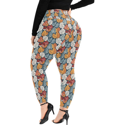 Fall into Winter Women's Plus Size High Waited Leggings Women's High Waist Leggings(Plus Size)(ModelL45) - DeRose Seasonal