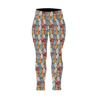 Fall into Winter Women's Plus Size High Waited Leggings Women's High Waist Leggings(Plus Size)(ModelL45) - DeRose Seasonal