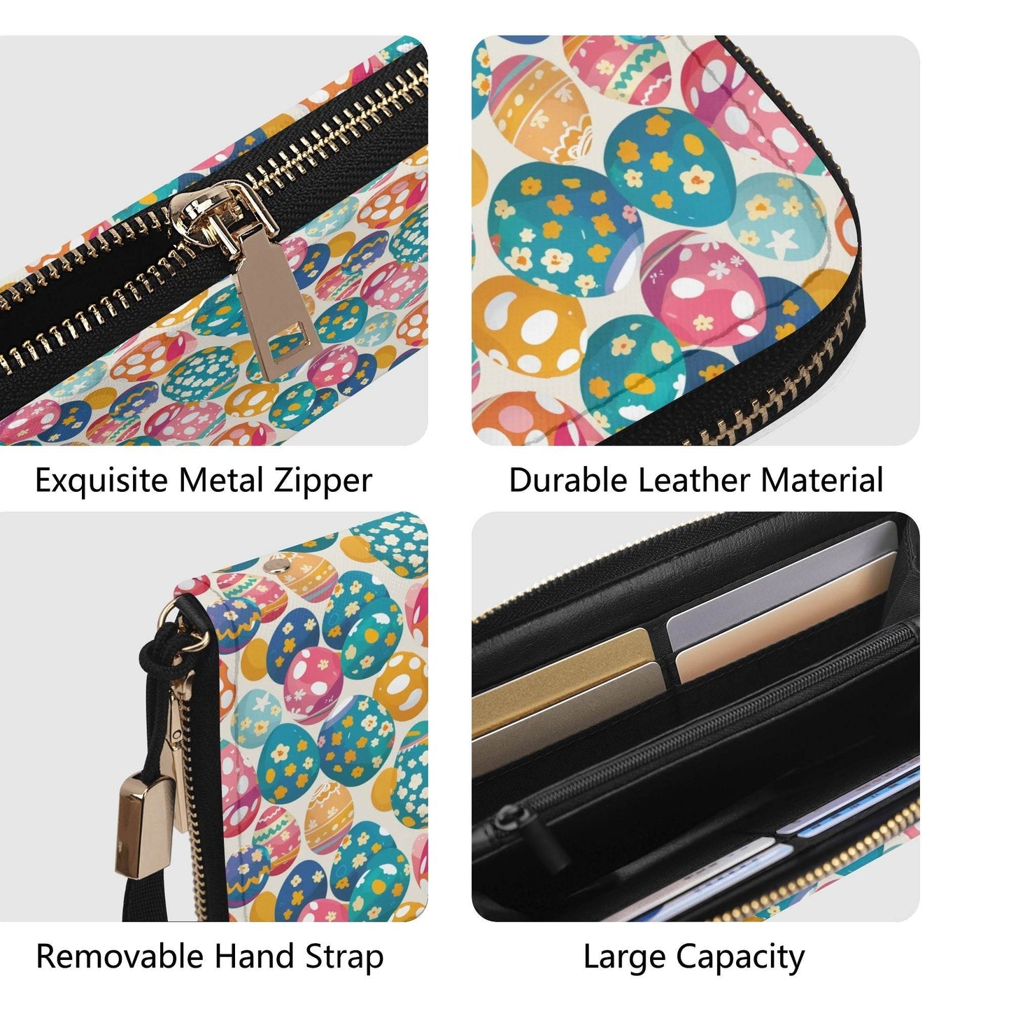Festive Egg Leather Women's Zipper Wristlet Wallet - DeRose Seasonal