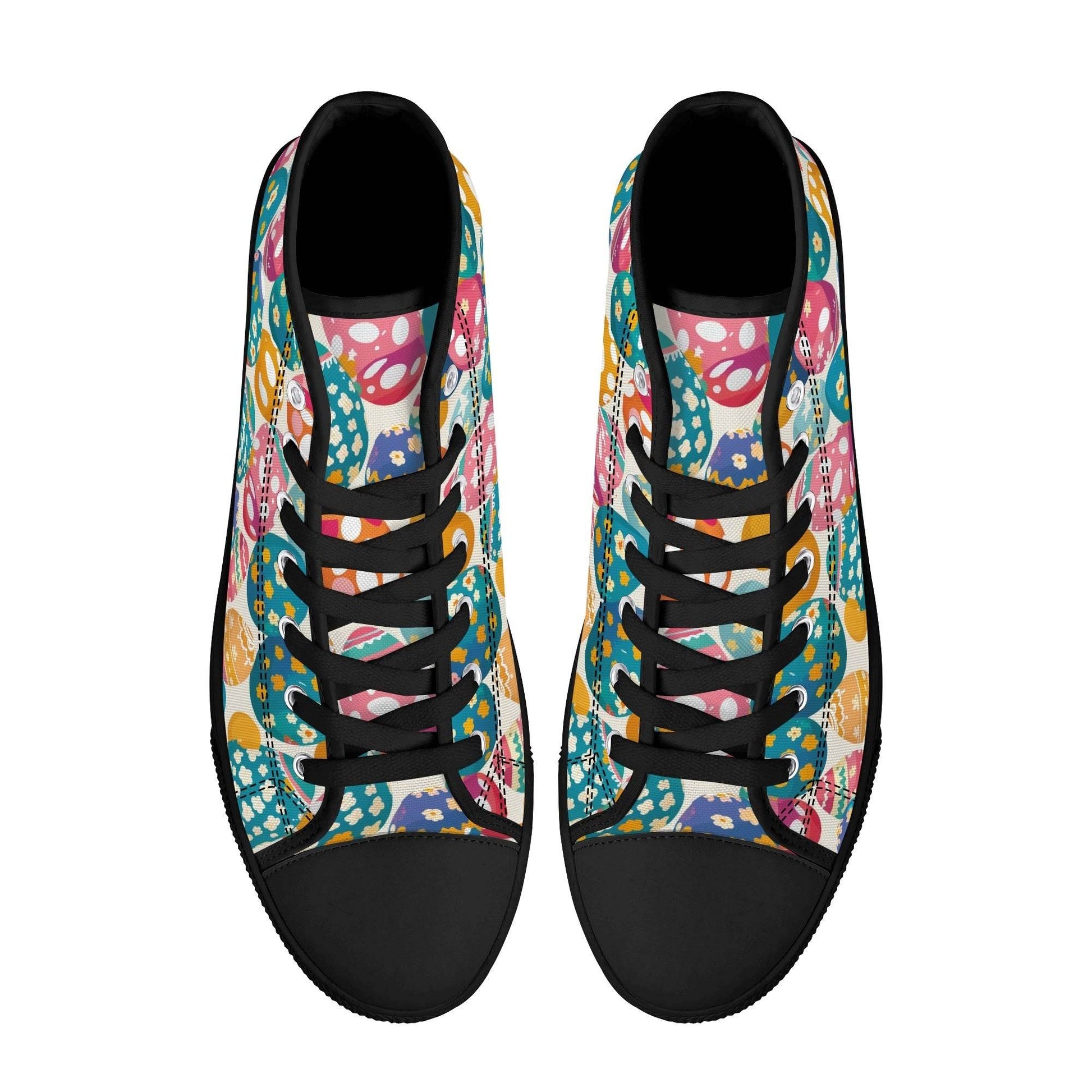 Festive Egg Men's High Top Canvas Shoes - DeRose Seasonal