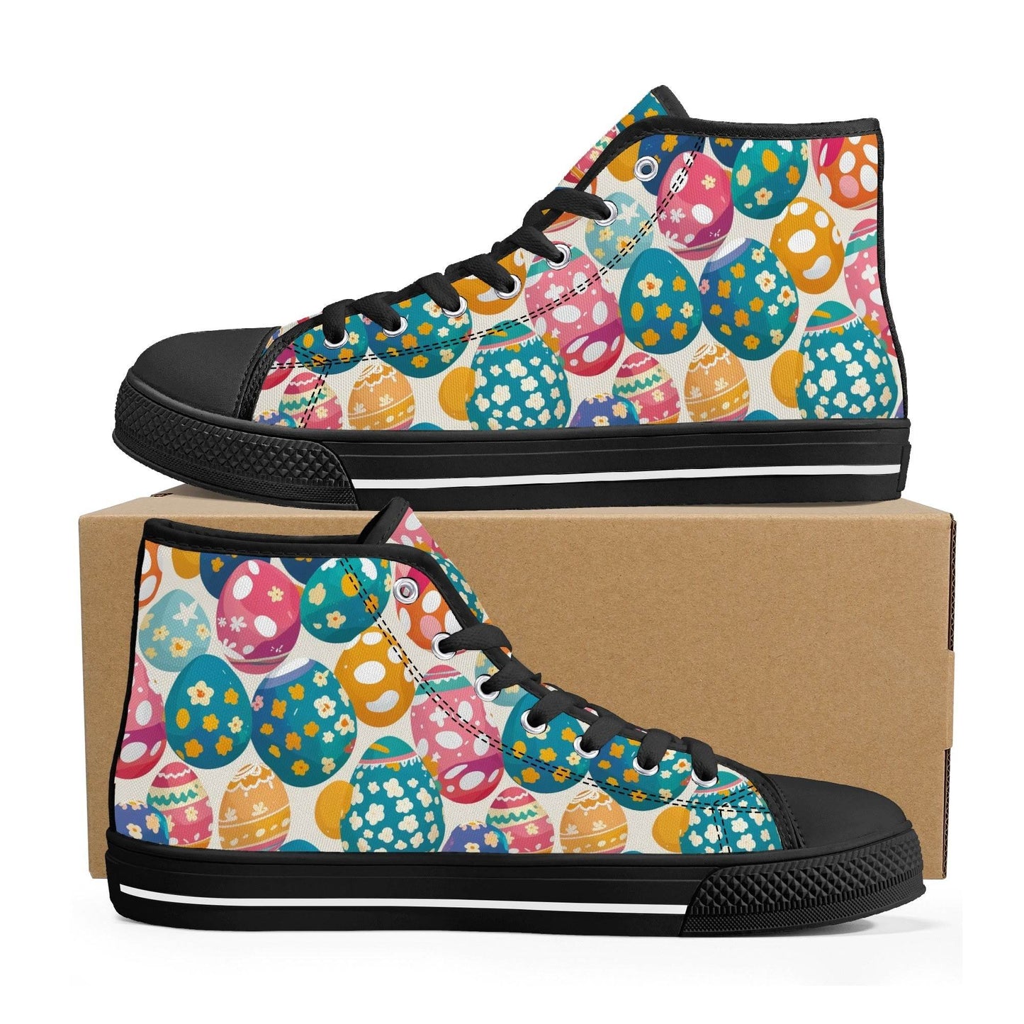 Festive Egg Men's High Top Canvas Shoes - DeRose Seasonal