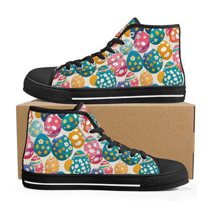 Festive Egg Men's High Top Canvas Shoes - DeRose Seasonal