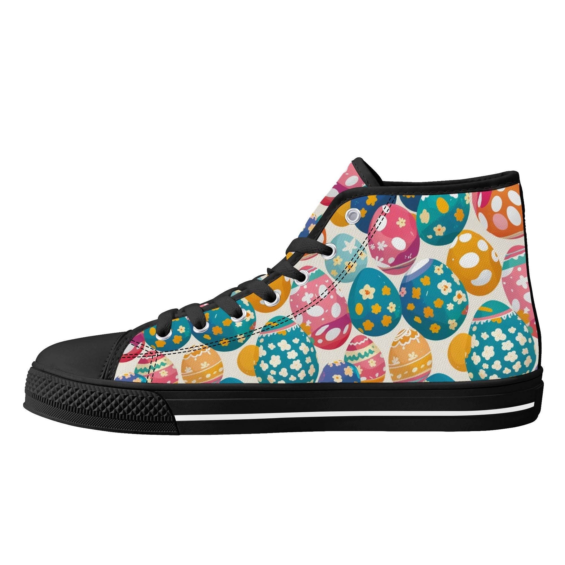 Festive Egg Men's High Top Canvas Shoes - DeRose Seasonal