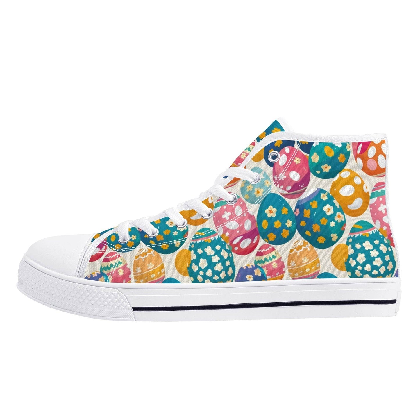 Festive Egg Men's High Top Canvas Shoes - DeRose Seasonal
