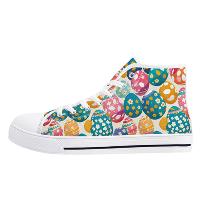 Festive Egg Men's High Top Canvas Shoes - DeRose Seasonal