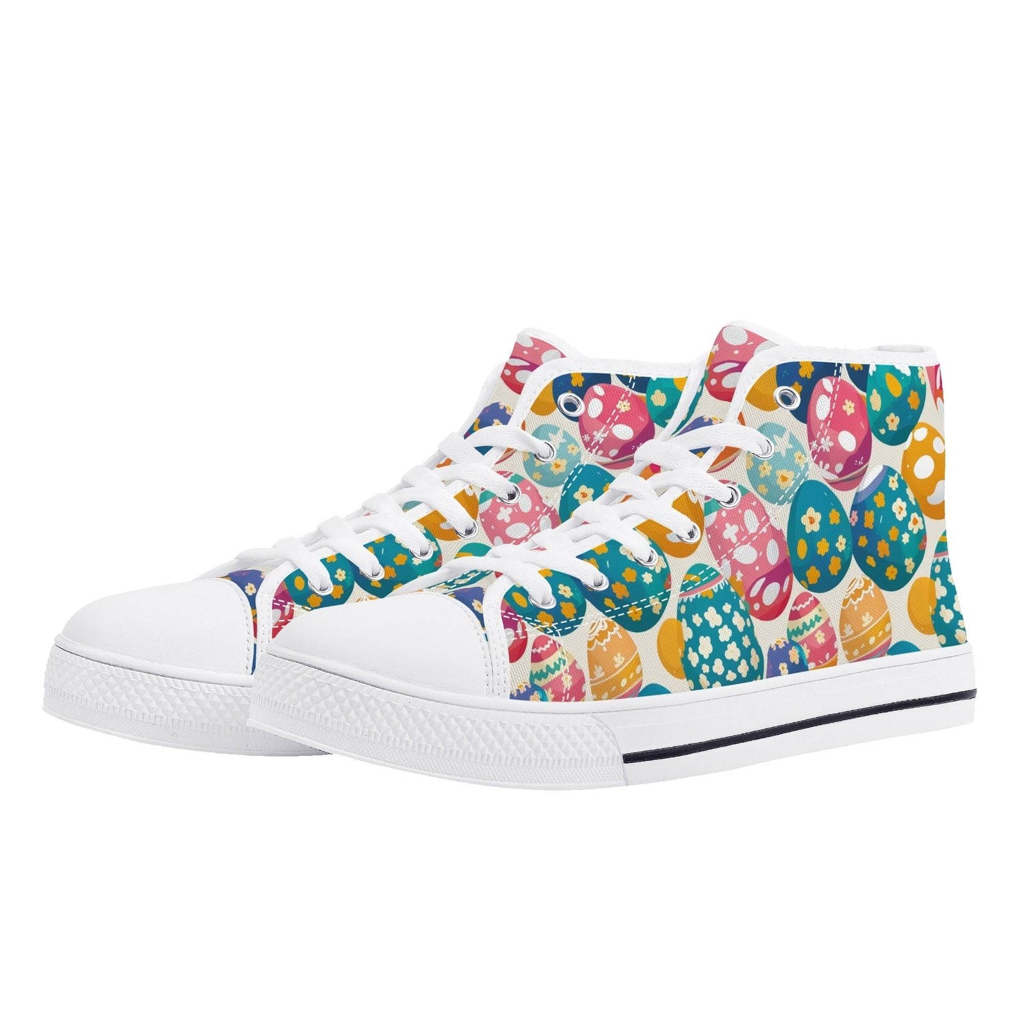 Festive Egg Men's High Top Canvas Shoes - DeRose Seasonal
