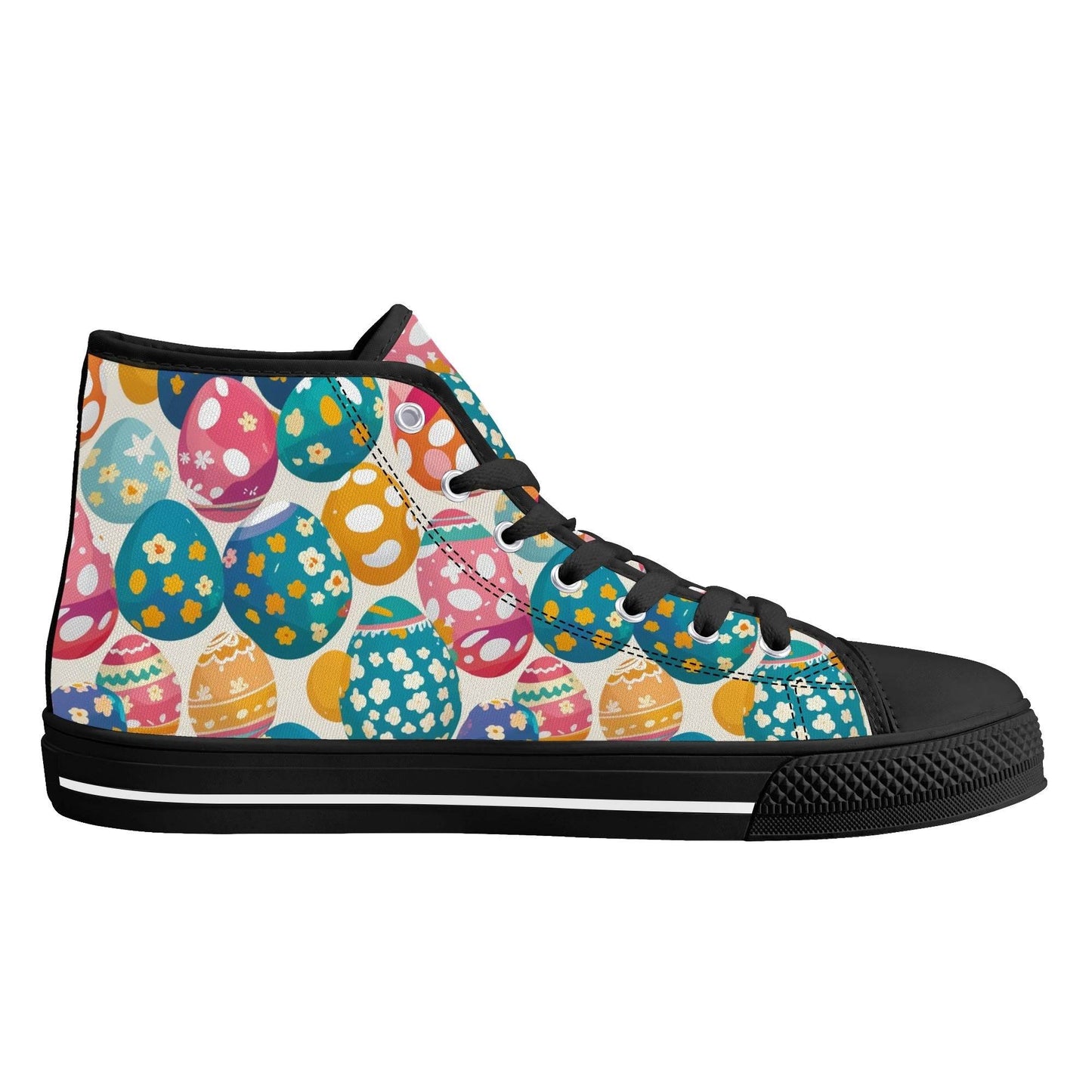 Festive Egg Men's High Top Canvas Shoes - DeRose Seasonal