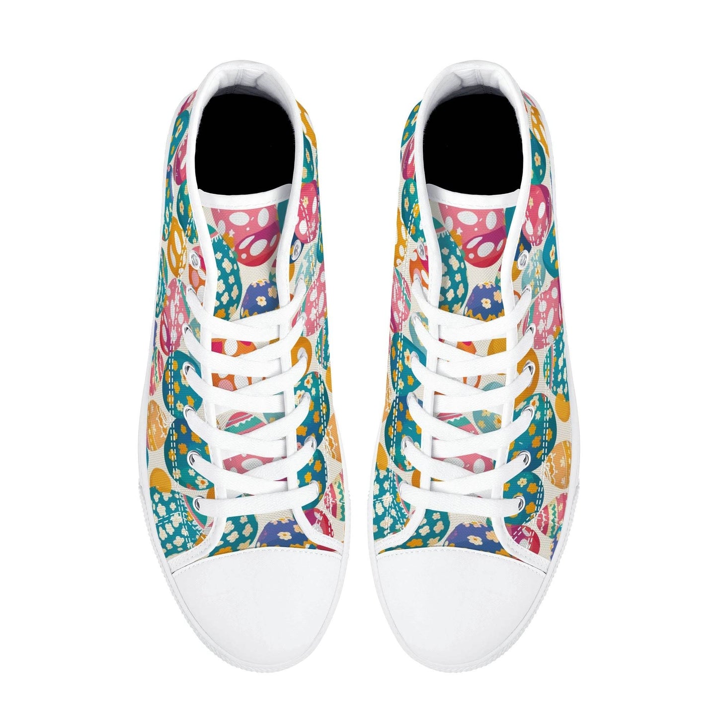 Festive Egg Men's High Top Canvas Shoes - DeRose Seasonal