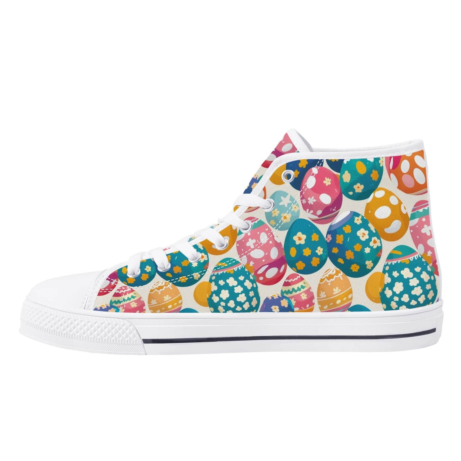 Festive Egg Men's High Top Canvas Shoes - DeRose Seasonal