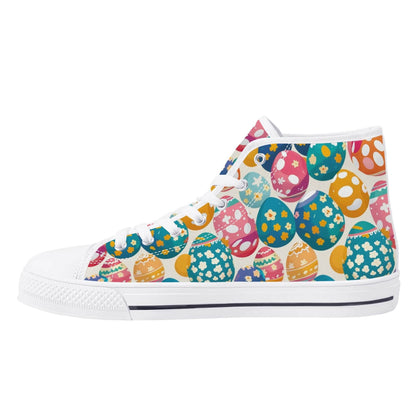 Festive Egg Men's High Top Canvas Shoes - DeRose Seasonal