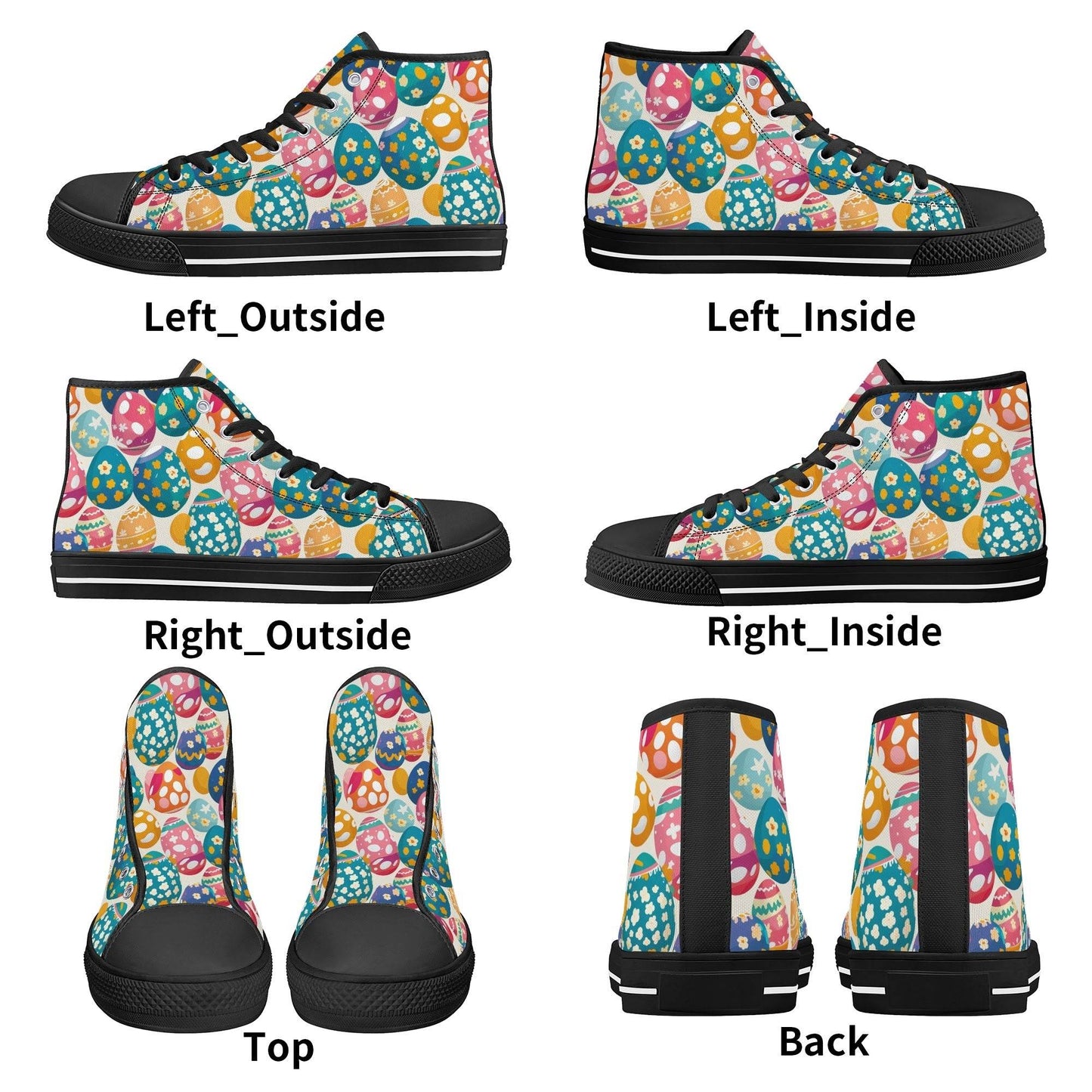 Festive Egg Men's High Top Canvas Shoes - DeRose Seasonal