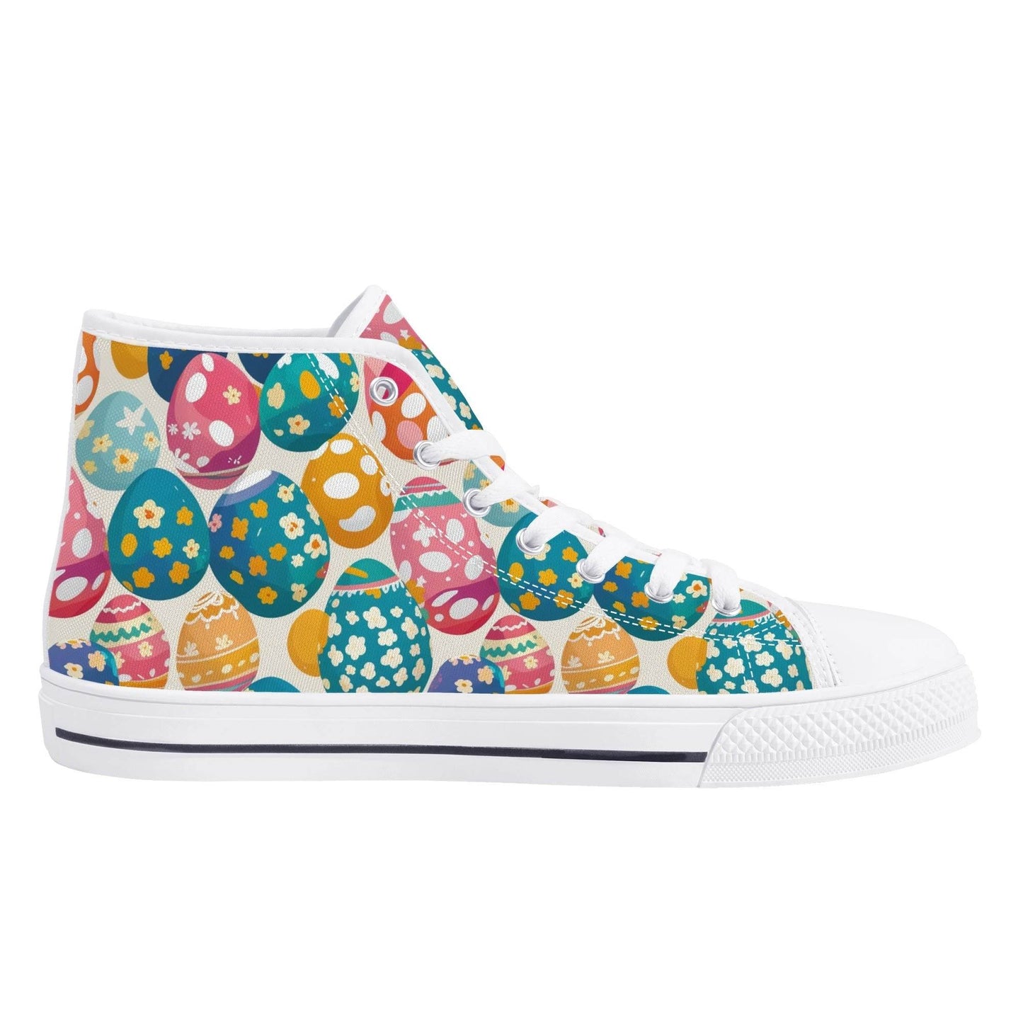 Festive Egg Men's High Top Canvas Shoes - DeRose Seasonal