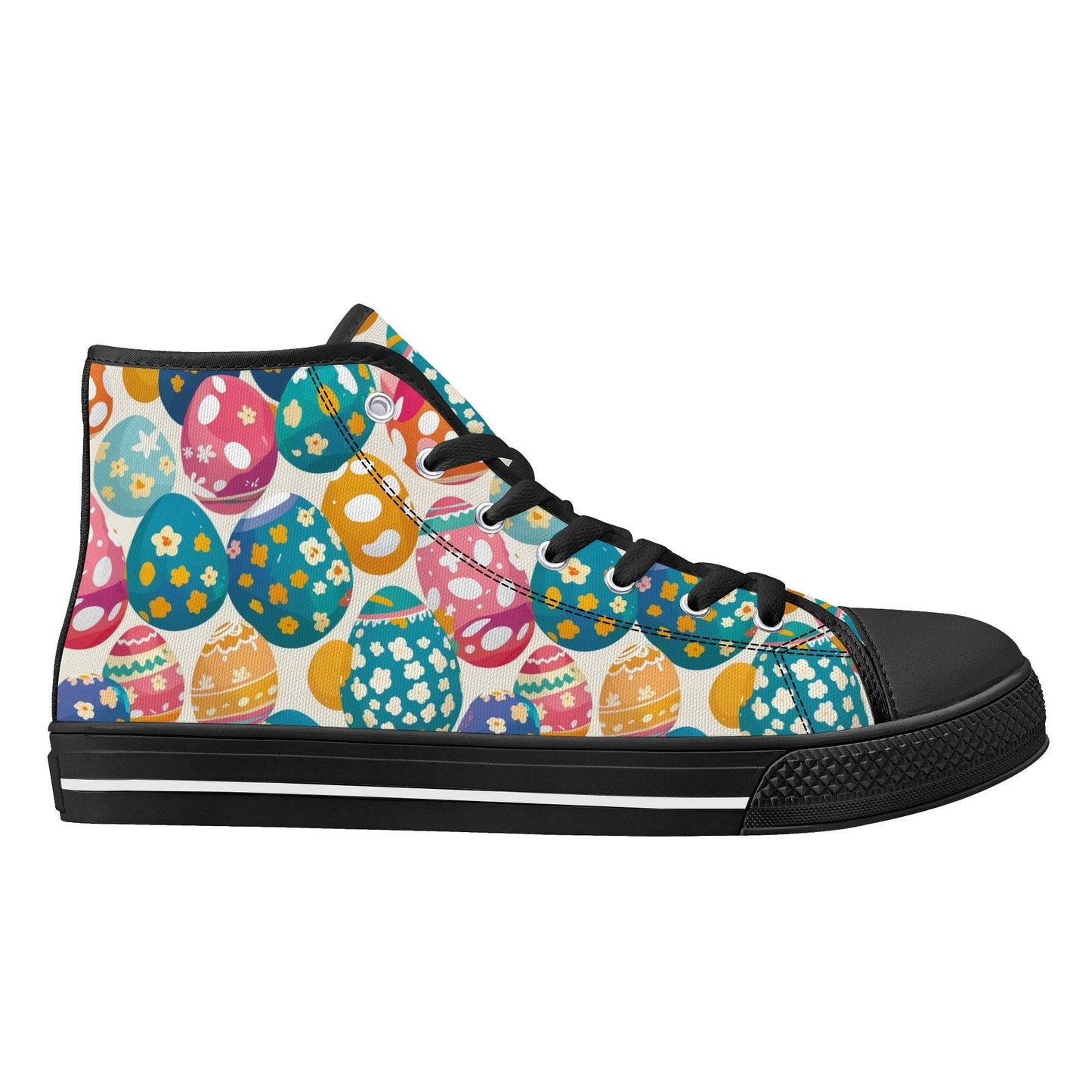Festive Egg Men's High Top Canvas Shoes - DeRose Seasonal