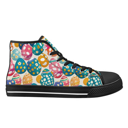 Festive Egg Men's High Top Canvas Shoes - DeRose Seasonal