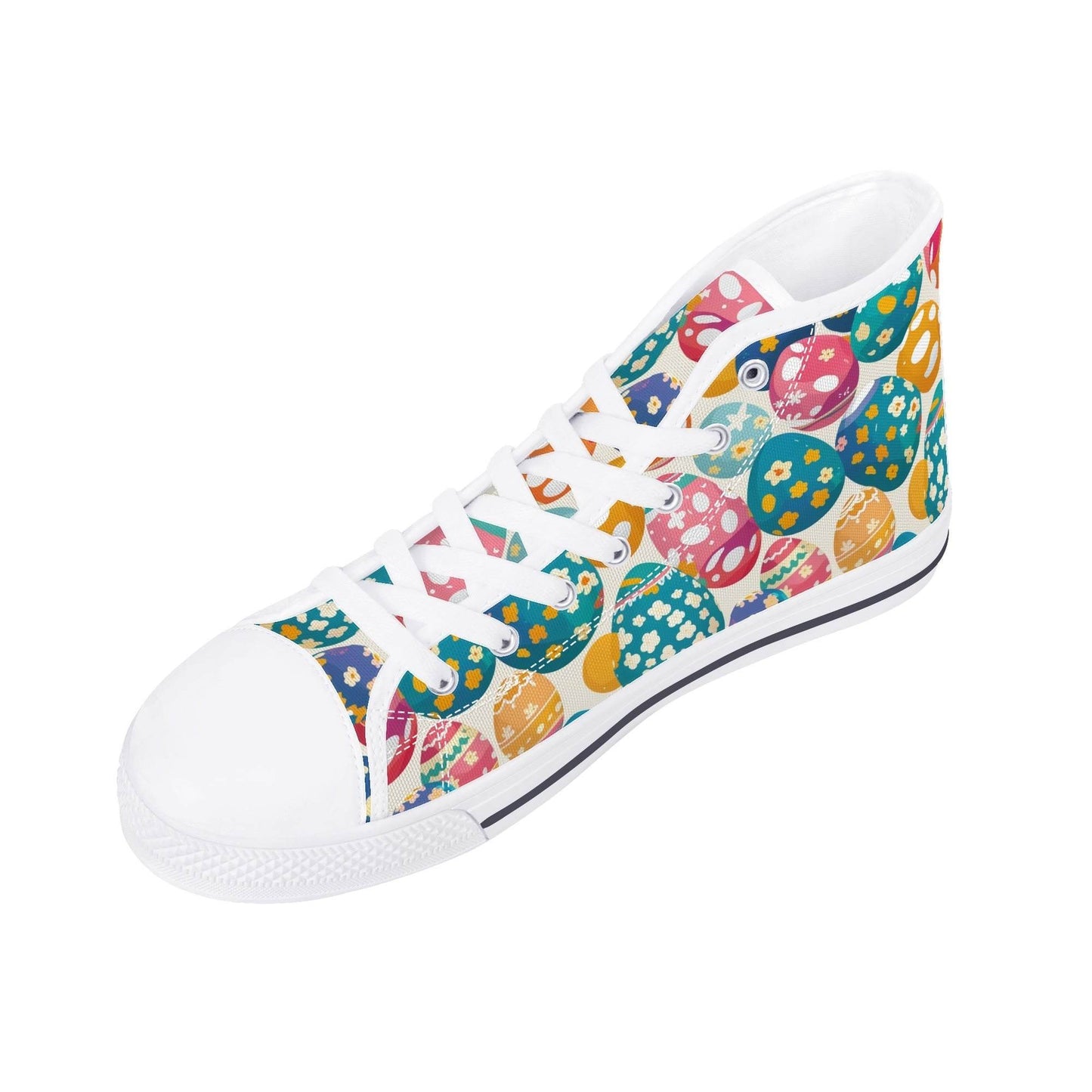 Festive Egg Men's High Top Canvas Shoes - DeRose Seasonal