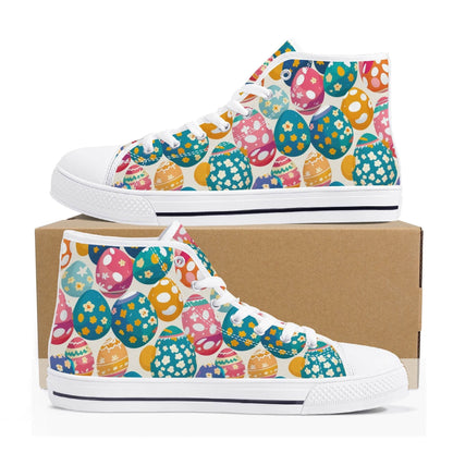 Festive Egg Men's High Top Canvas Shoes - DeRose Seasonal