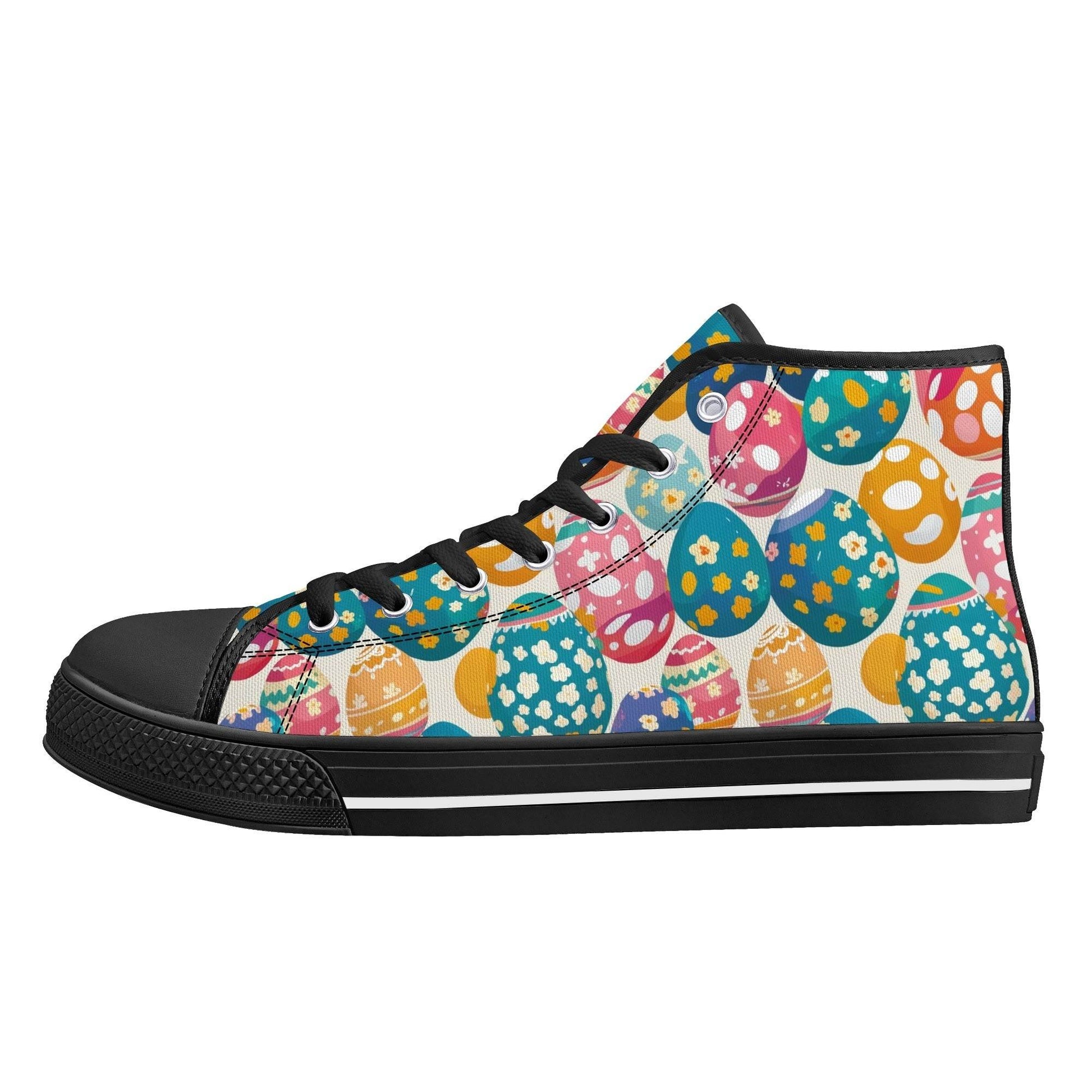 Festive Egg Men's High Top Canvas Shoes - DeRose Seasonal