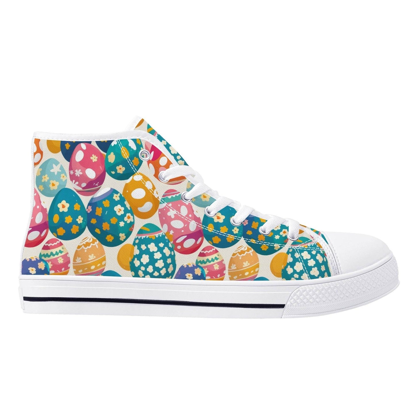 Festive Egg Men's High Top Canvas Shoes - DeRose Seasonal