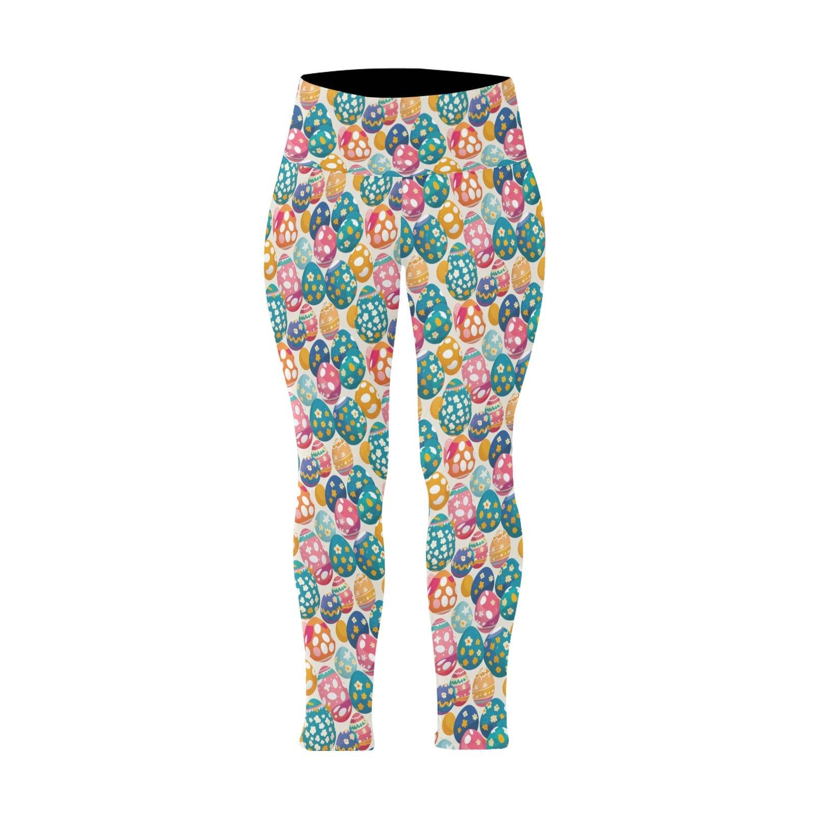 Festive Egg Women's Plus Size High Waited Leggings Women's High Waist Leggings(Plus Size)(ModelL45) - DeRose Seasonal