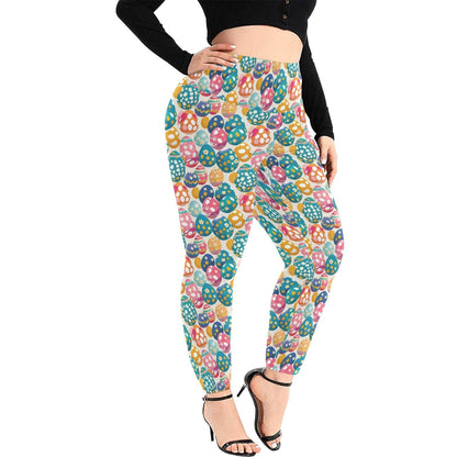 Festive Egg Women's Plus Size High Waited Leggings Women's High Waist Leggings(Plus Size)(ModelL45) - DeRose Seasonal