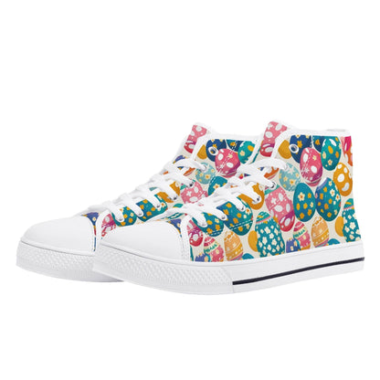 Festive Egg Women's High Top Canvas Shoes - DeRose Seasonal