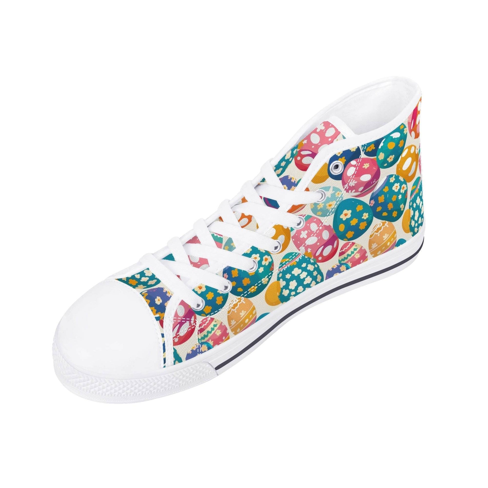 Festive Egg Women's High Top Canvas Shoes - DeRose Seasonal