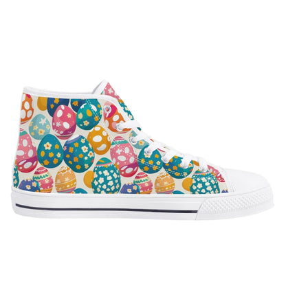 Festive Egg Women's High Top Canvas Shoes - DeRose Seasonal