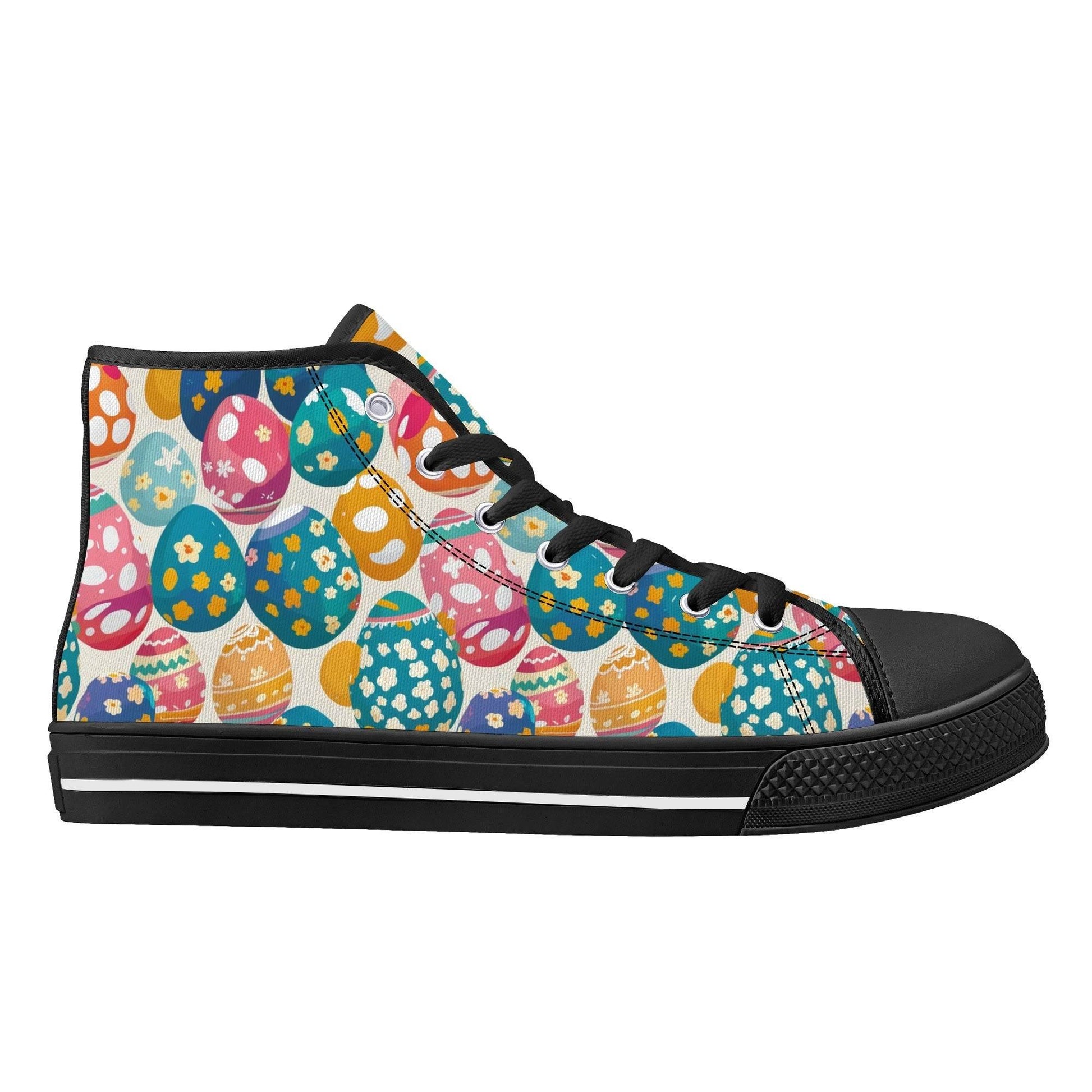 Festive Egg Women's High Top Canvas Shoes - DeRose Seasonal