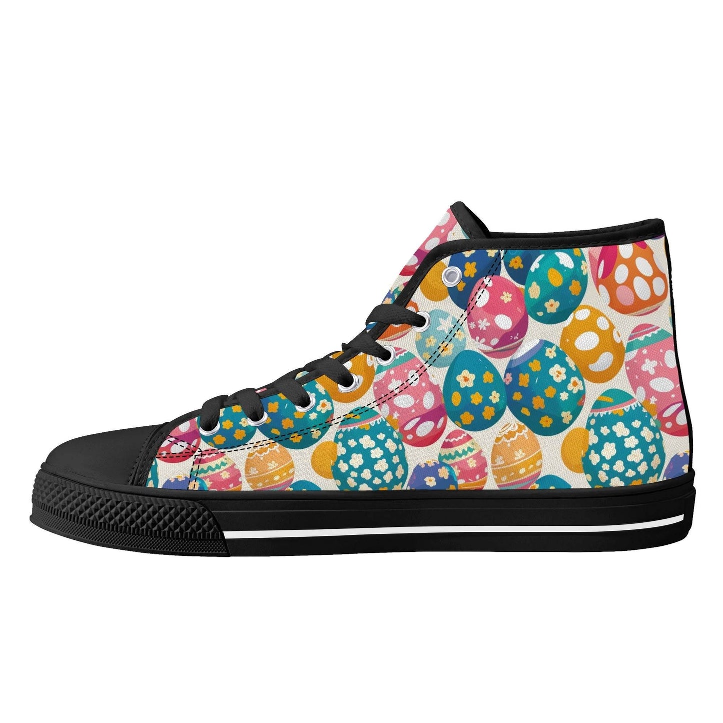 Festive Egg Women's High Top Canvas Shoes - DeRose Seasonal