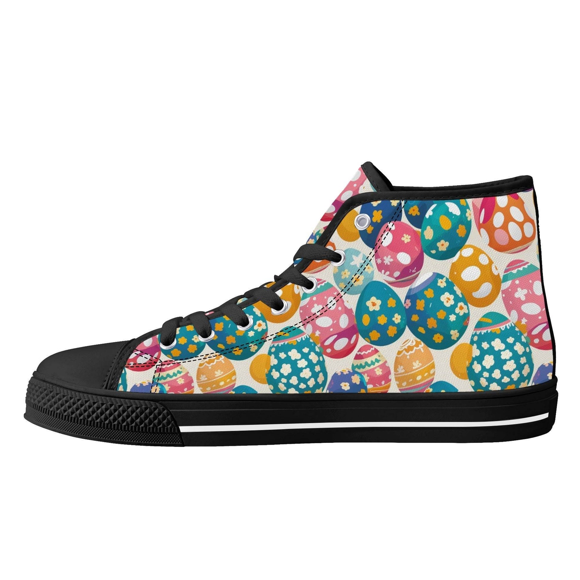 Festive Egg Women's High Top Canvas Shoes - DeRose Seasonal