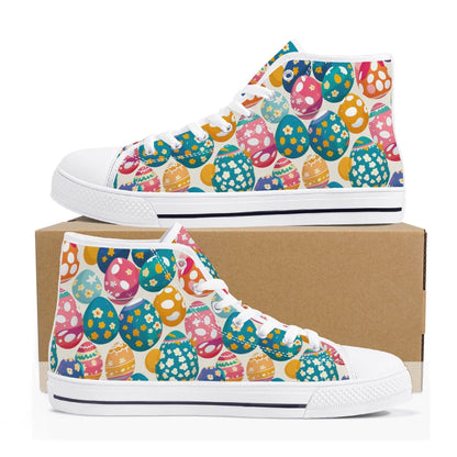 Festive Egg Women's High Top Canvas Shoes - DeRose Seasonal