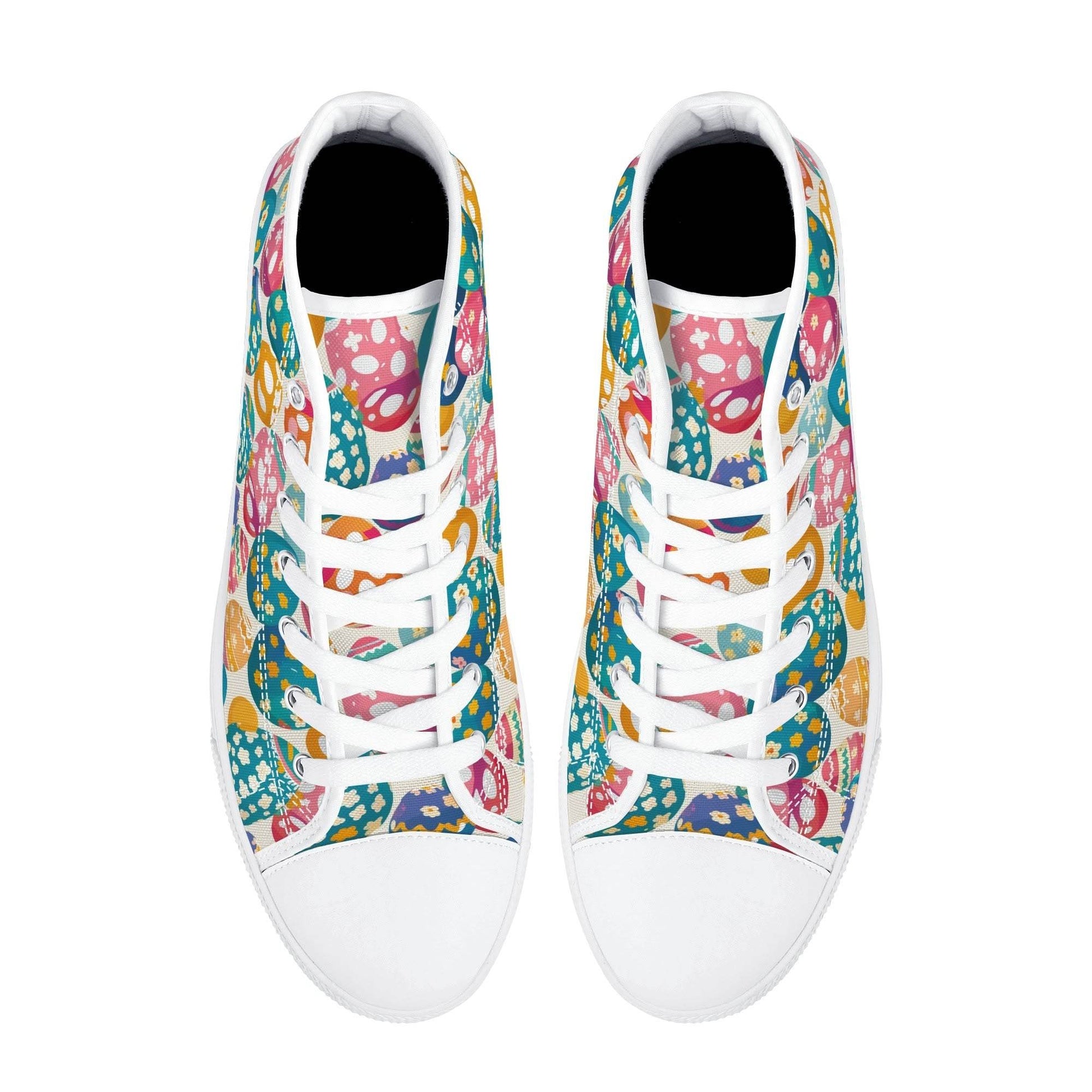 Festive Egg Women's High Top Canvas Shoes - DeRose Seasonal