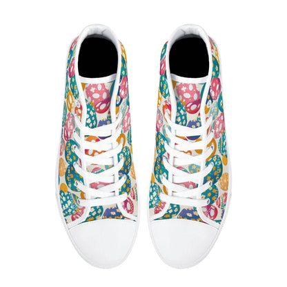 Festive Egg Women's High Top Canvas Shoes - DeRose Seasonal