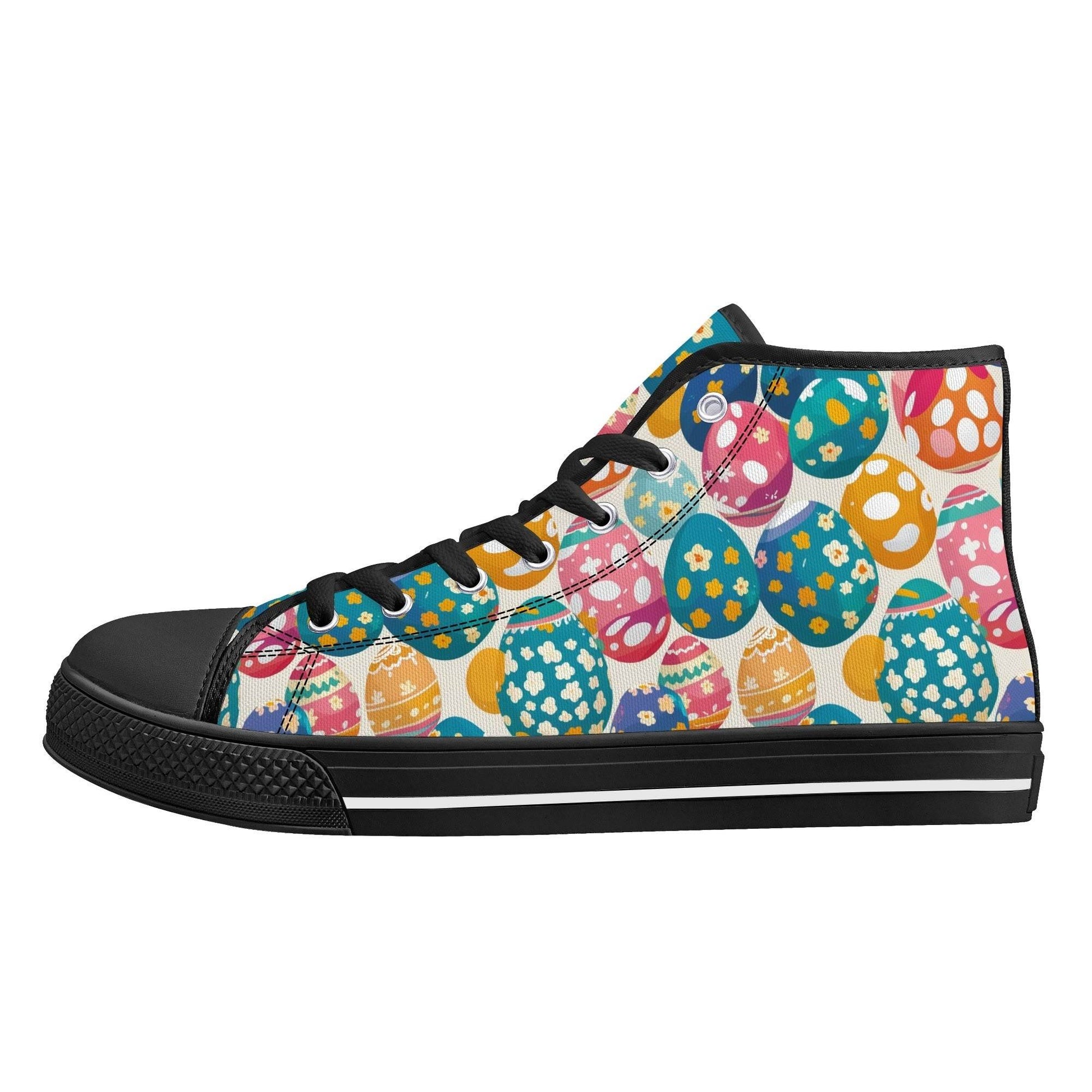Festive Egg Women's High Top Canvas Shoes - DeRose Seasonal