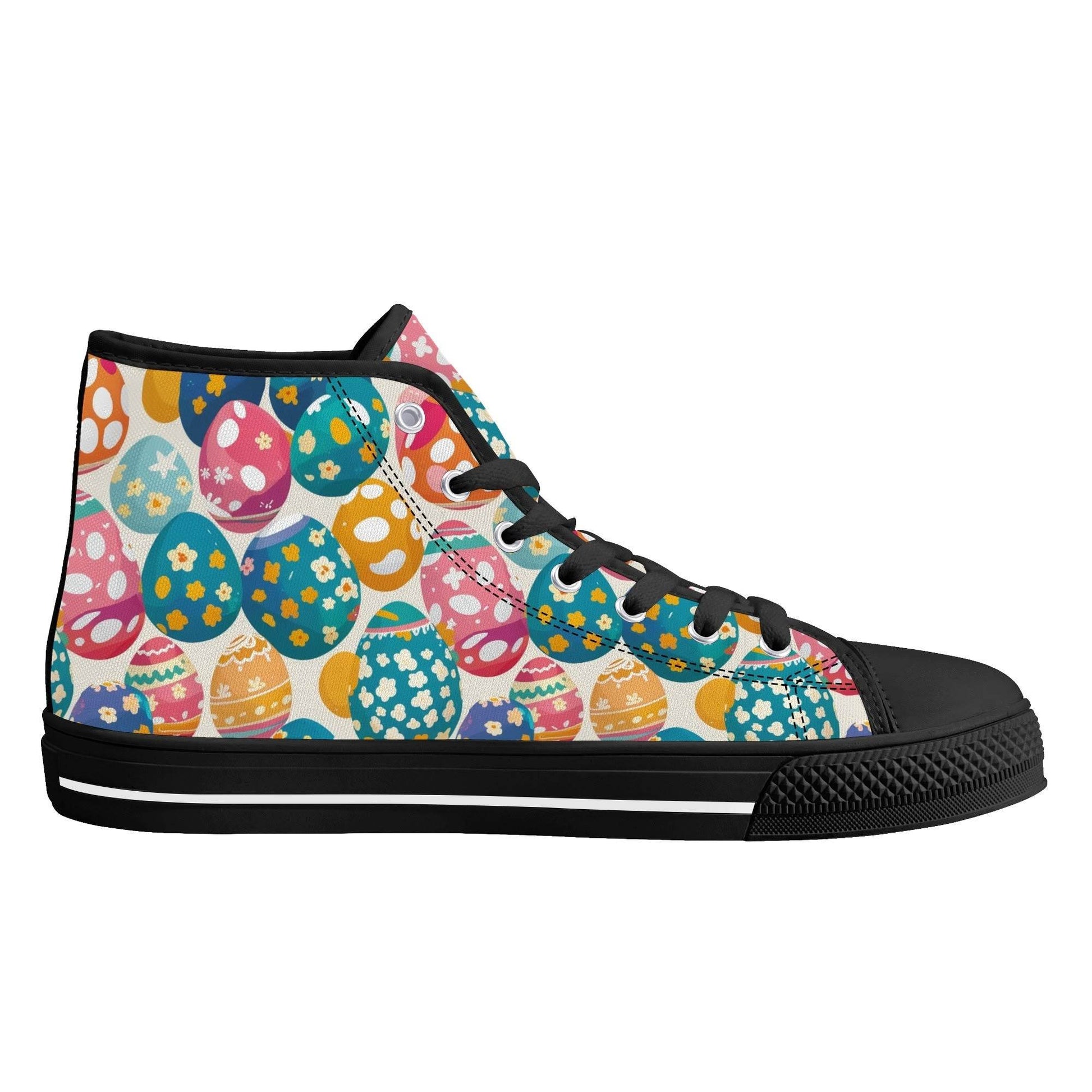 Festive Egg Women's High Top Canvas Shoes - DeRose Seasonal
