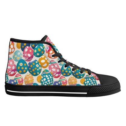 Festive Egg Women's High Top Canvas Shoes - DeRose Seasonal