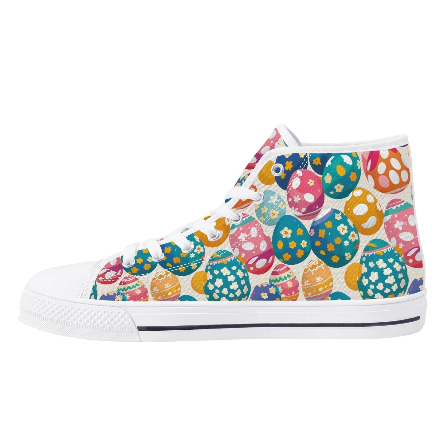 Festive Egg Women's High Top Canvas Shoes - DeRose Seasonal
