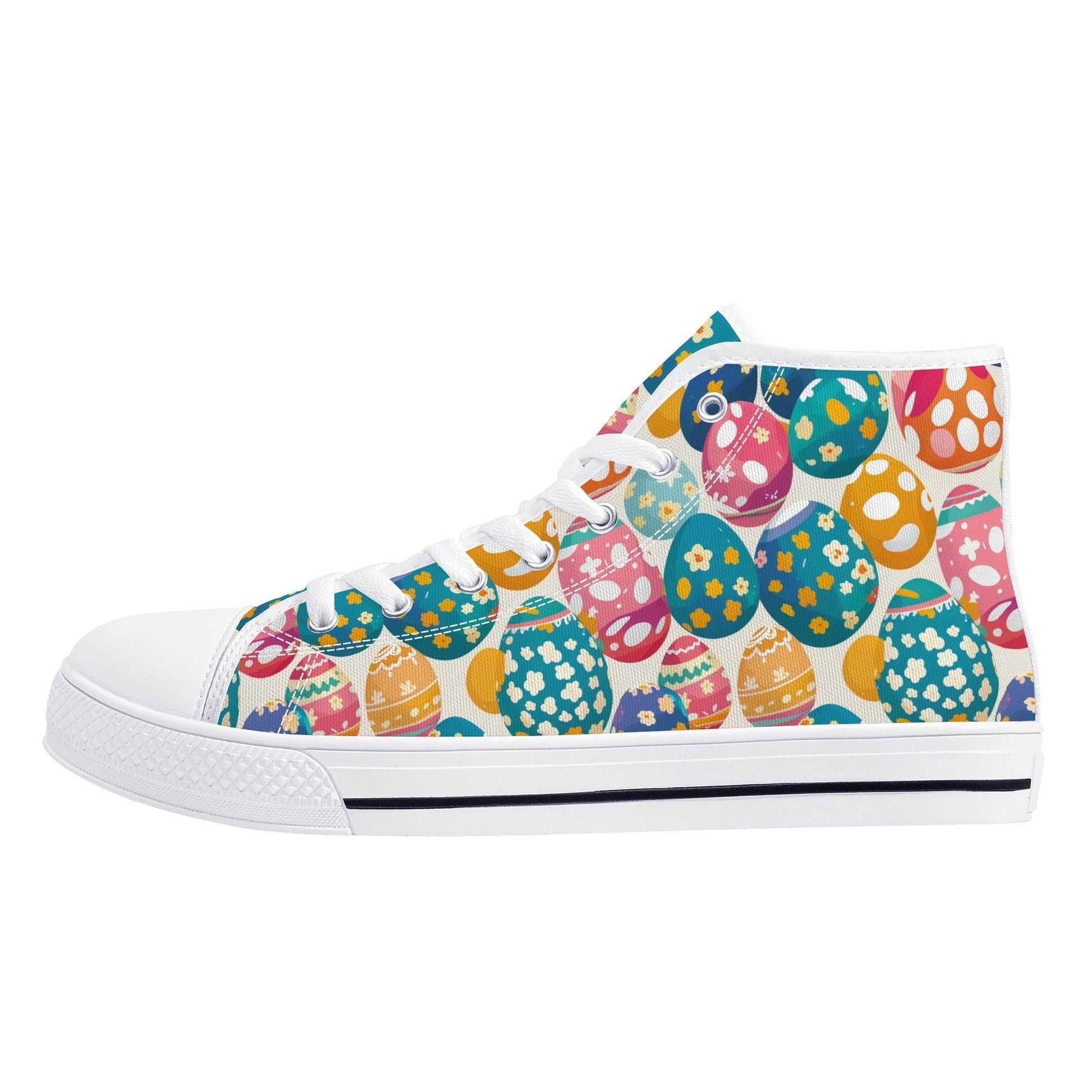 Festive Egg Women's High Top Canvas Shoes - DeRose Seasonal
