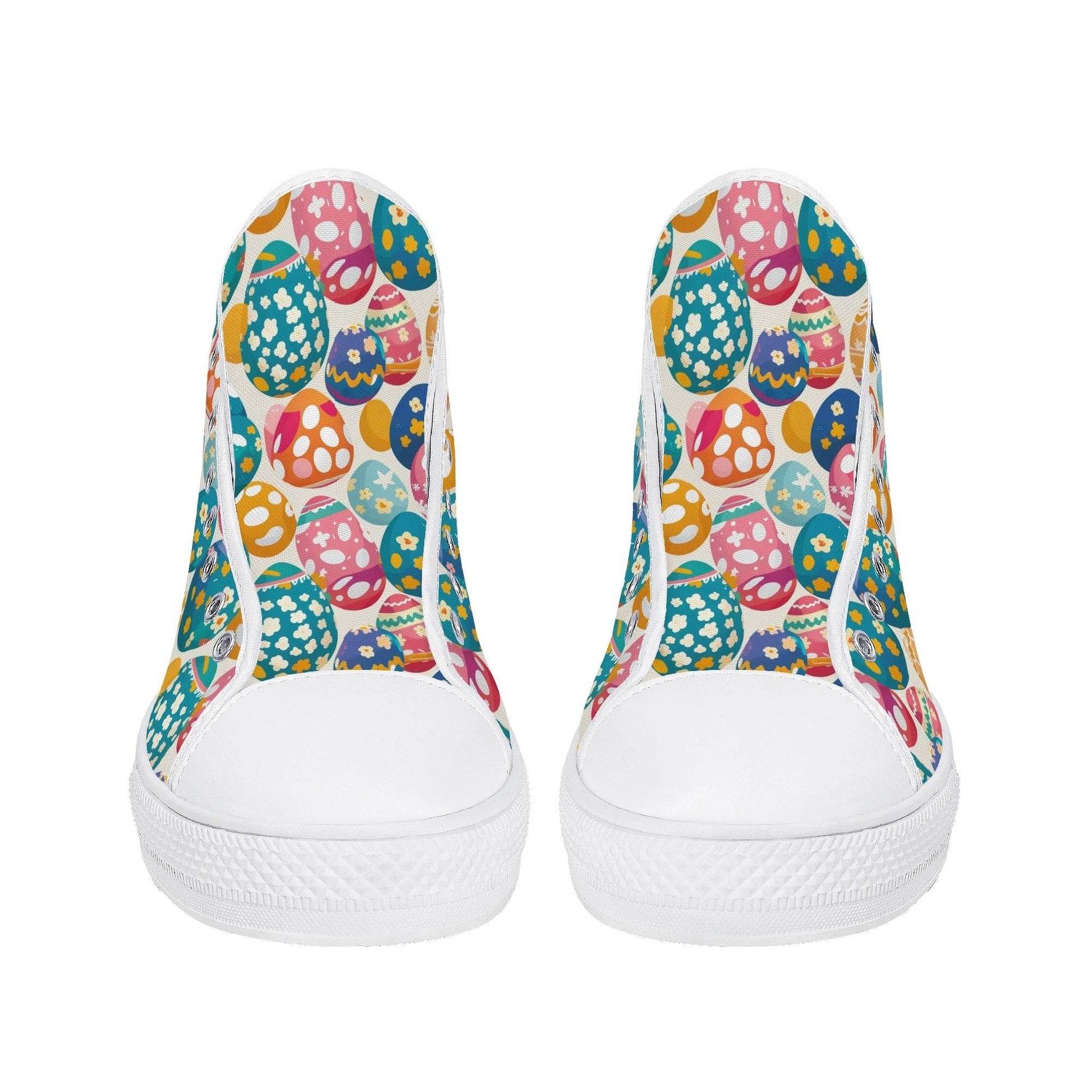Festive Egg Women's High Top Canvas Shoes - DeRose Seasonal