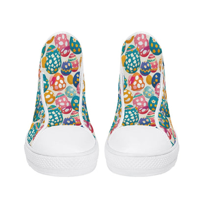 Festive Egg Women's High Top Canvas Shoes - DeRose Seasonal
