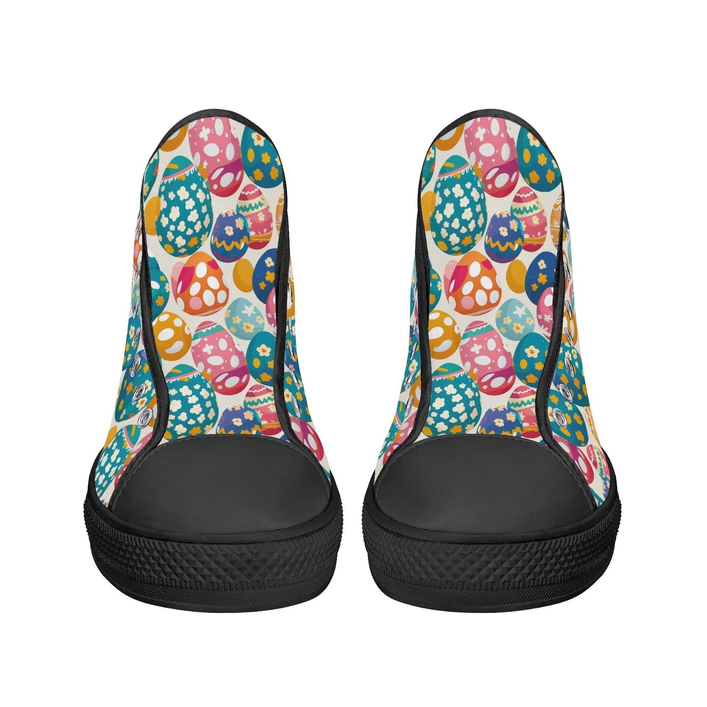Festive Egg Women's High Top Canvas Shoes - DeRose Seasonal