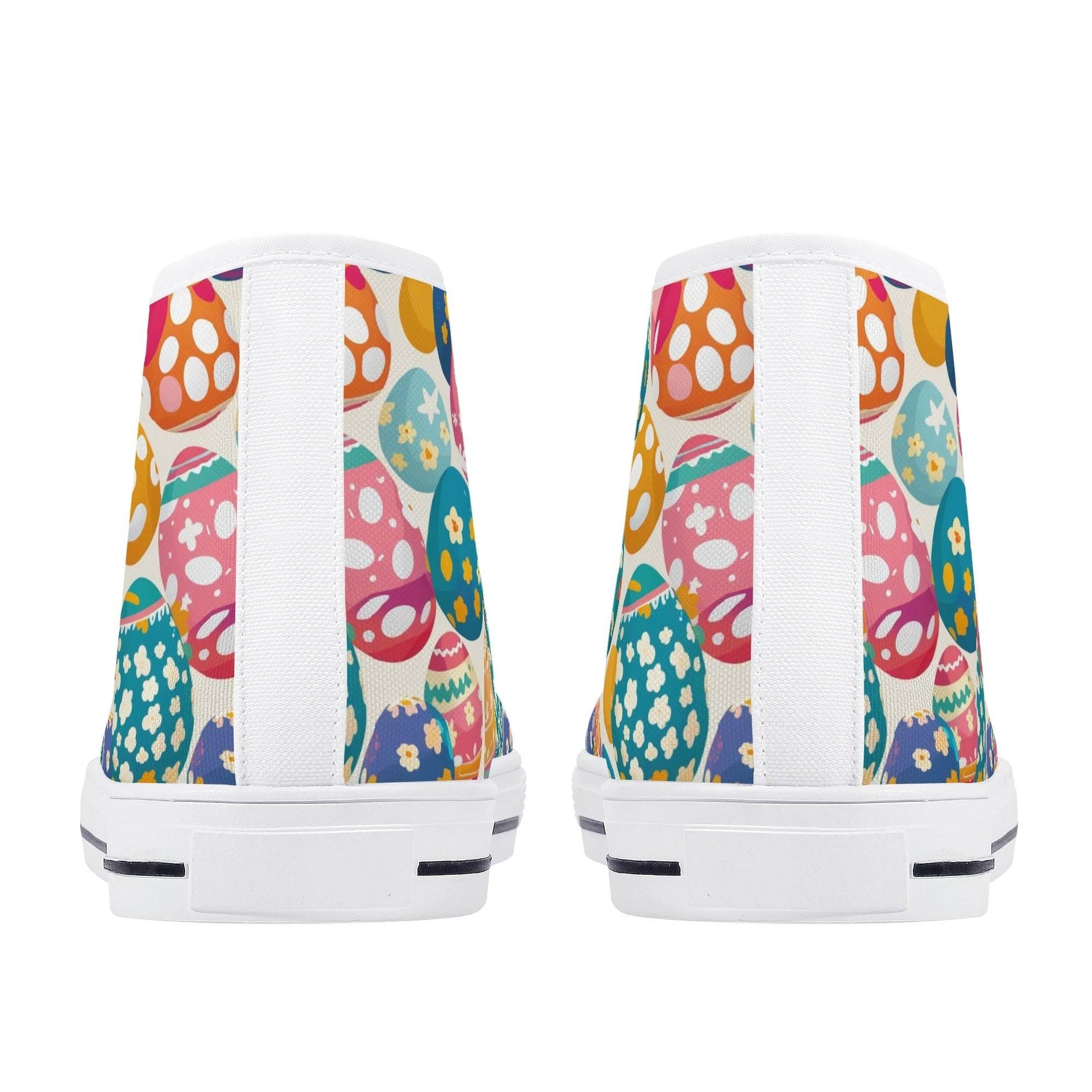 Festive Egg Women's High Top Canvas Shoes - DeRose Seasonal