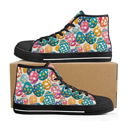 Festive Egg Women's High Top Canvas Shoes - DeRose Seasonal
