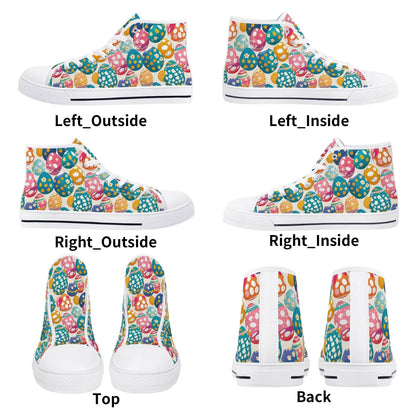 Festive Egg Women's High Top Canvas Shoes - DeRose Seasonal