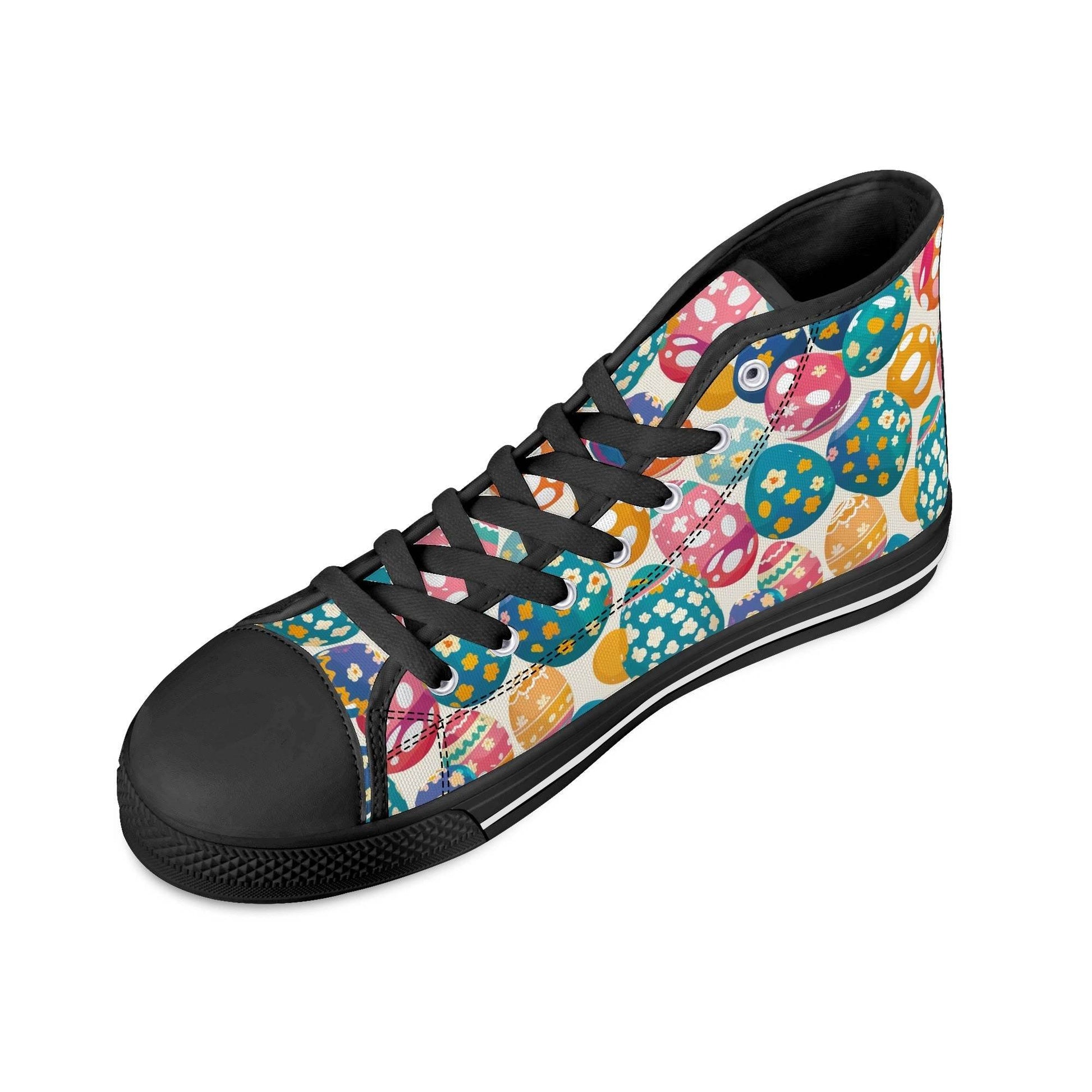 Festive Egg Women's High Top Canvas Shoes - DeRose Seasonal
