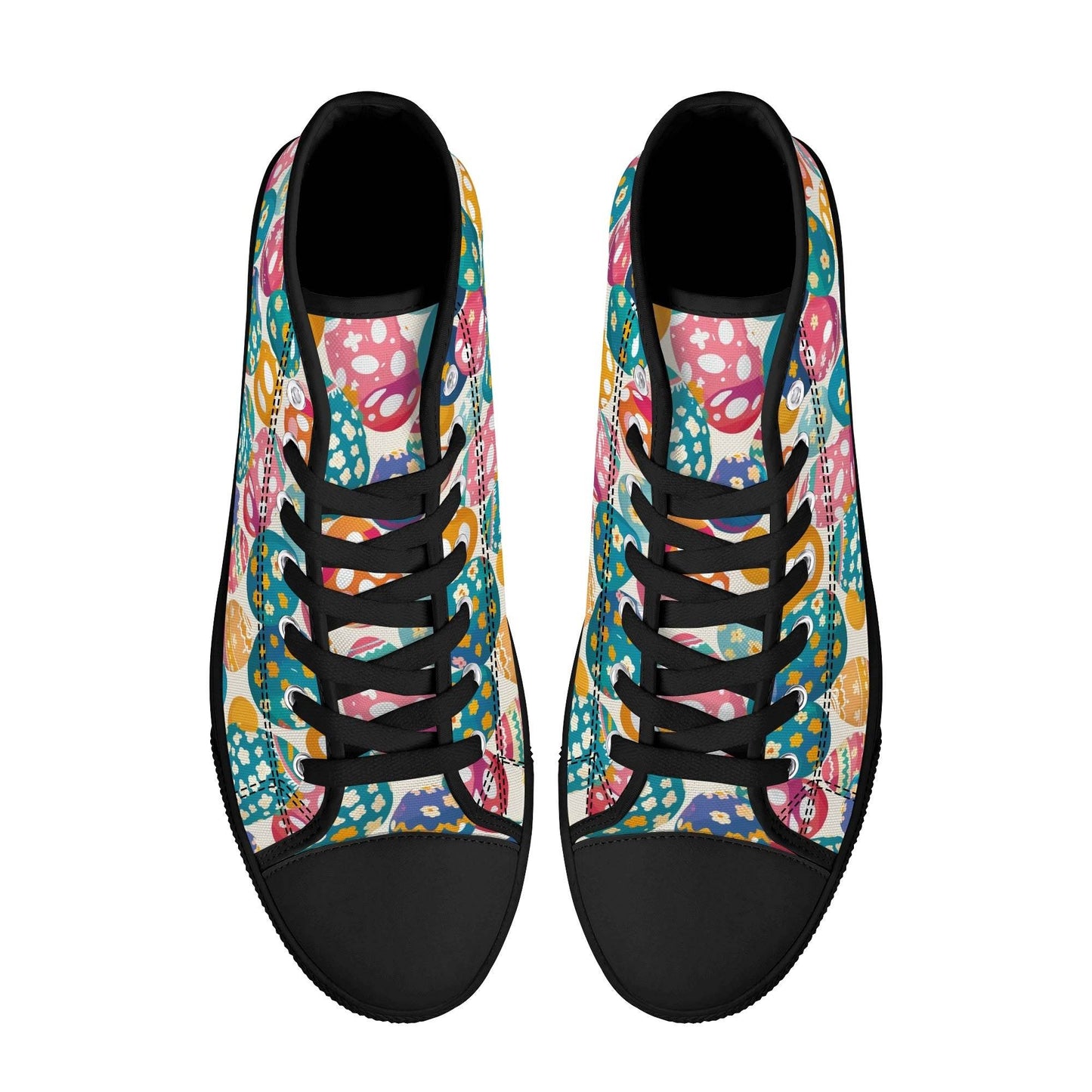 Festive Egg Women's High Top Canvas Shoes - DeRose Seasonal